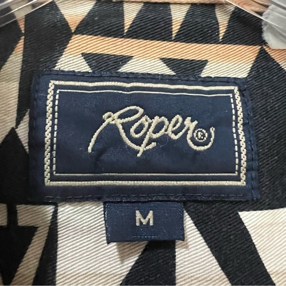 Roper Medium Vintage Long Sleeve Southwestern Aztec  Rodeo Snap Button Shirt G3 - Picture 5 of 5